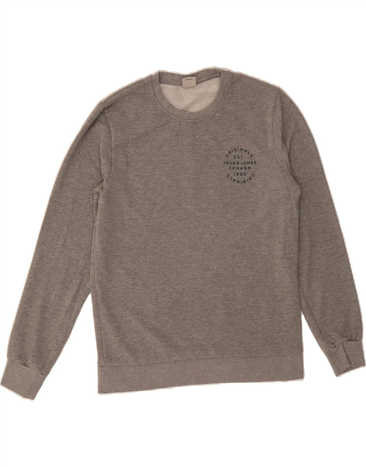 JACK & JONES Mens Sweatshirt Jumper Medium Grey Cotton Vintage Jack & Jones and Second-Hand Jack & Jones from Messina Hembry 