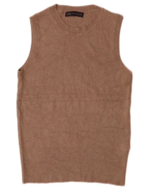 Marks & Spencer Womens Vest Tank Top UK 16 Large Brown Viscose