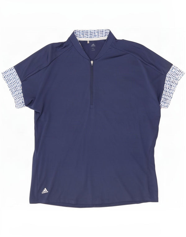 Tricou Adidas pentru bărbați cu fermoar și gât Top XL bleumarin pete