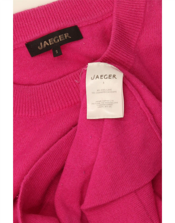 Pulover Jaeger pentru damă cu gât roșu, pulover UK 10 mic, roz, lână