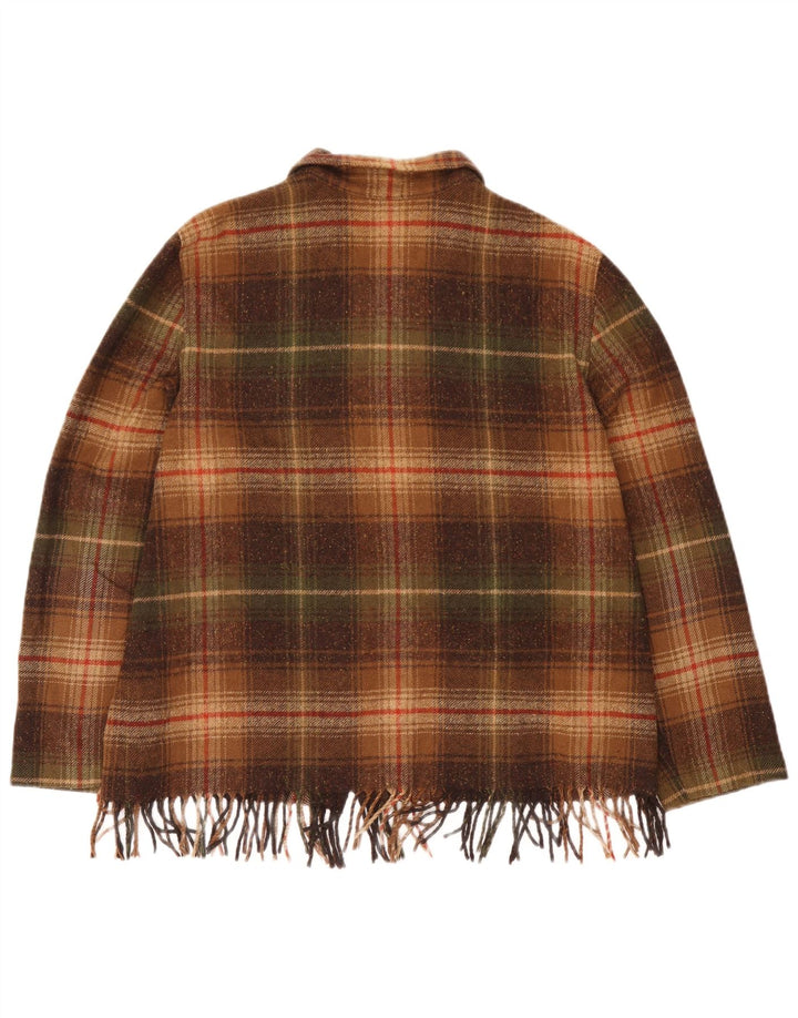 Cămașă Vintage pentru femei Cămașă de flanel UK 12 Lână cu carouri maro mediu