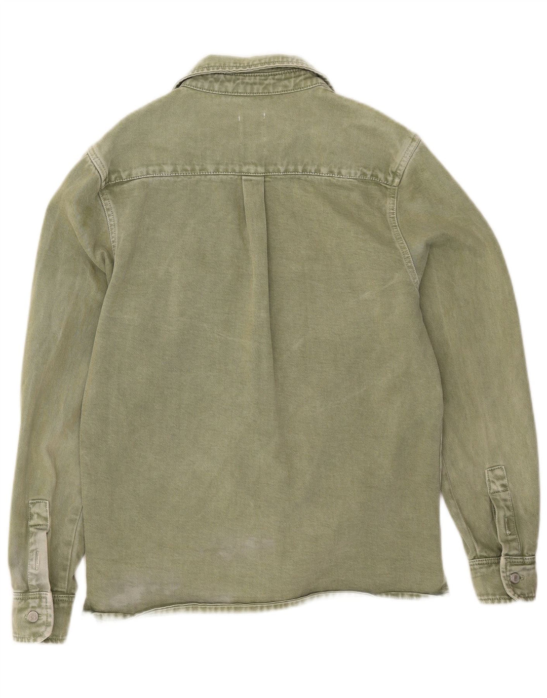 Cămașă din denim ZARA pentru bărbați, bumbac verde mediu