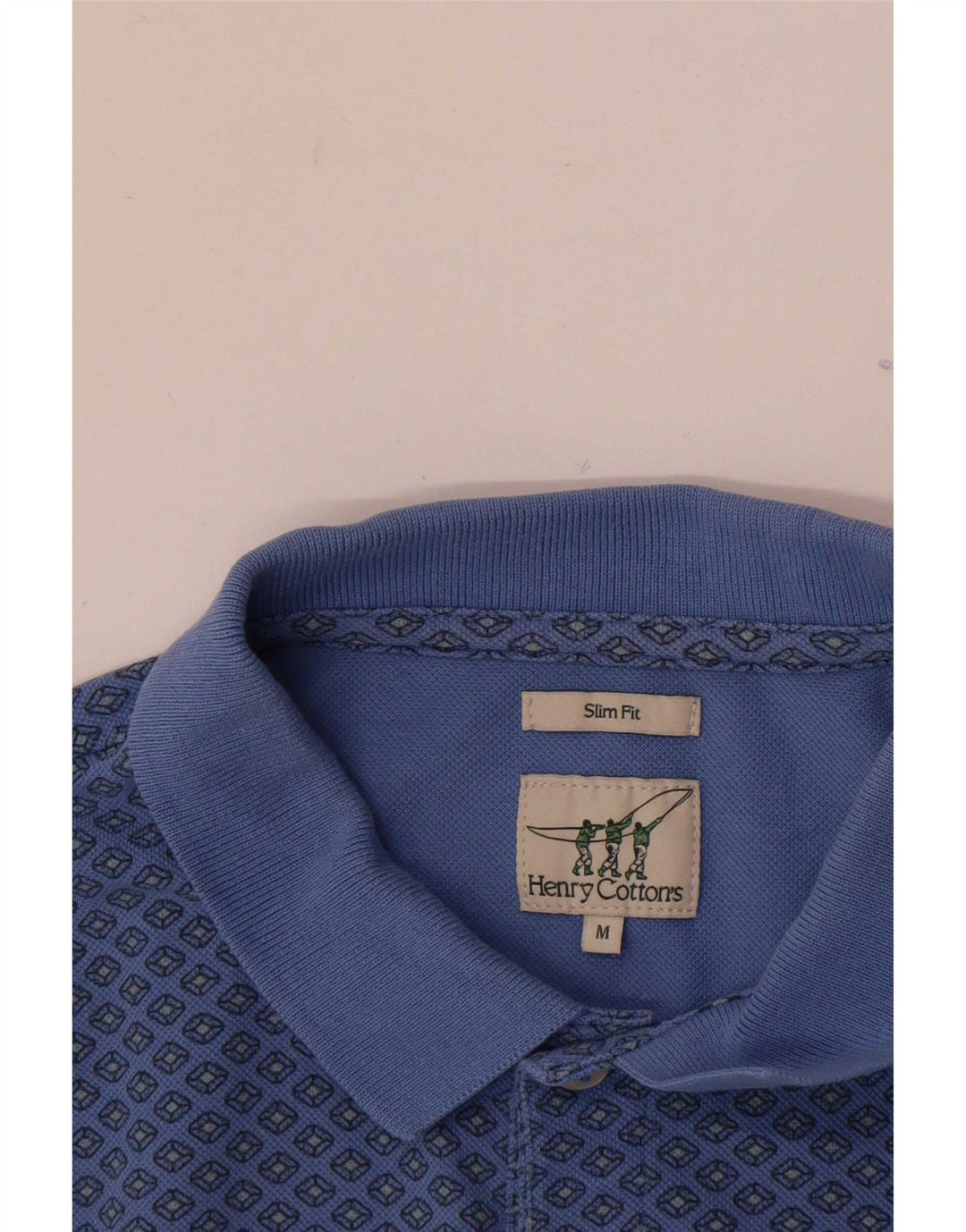 Tricou polo pentru bărbați Henry Cottons Slim Fit Medium Blue Geometric