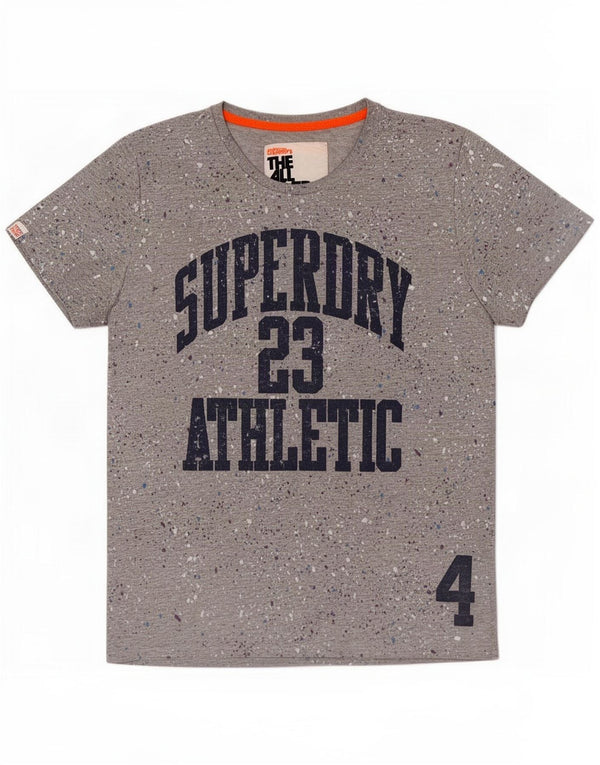 Superdry Mens Graphic T-Shirt Top 2XL Grey Flecked Cotton