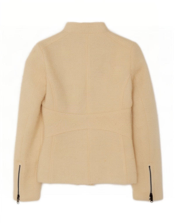 Jachetă Blazer pentru femei Zara cu fermoar complet EU 40 Lână, alb, mediu