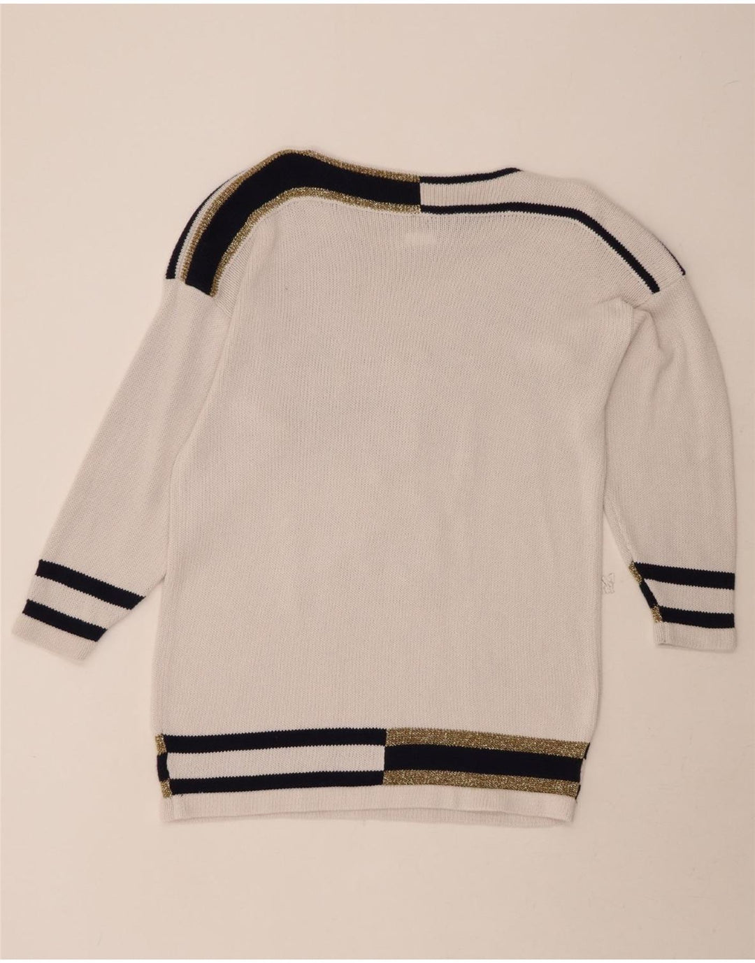 BLUHMOD Womens Longline Boat Neck Jumper Sweater UK 16 Large White Vintage Bluhmod and Second-Hand Bluhmod from Messina Hembry 