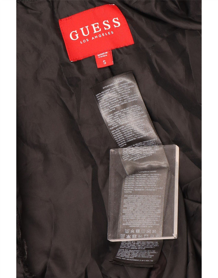 Jachetă căptușită cu grafică Guess pentru femei UK 10, poliester negru mic