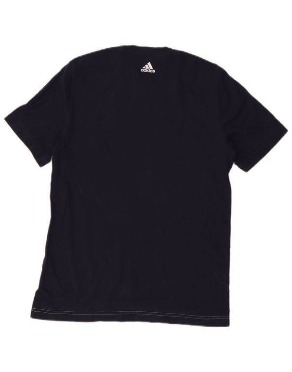 Tricou grafic Adidas pentru băieți Top 13-14 ani, albastru bleumarin, bumbac color bloc