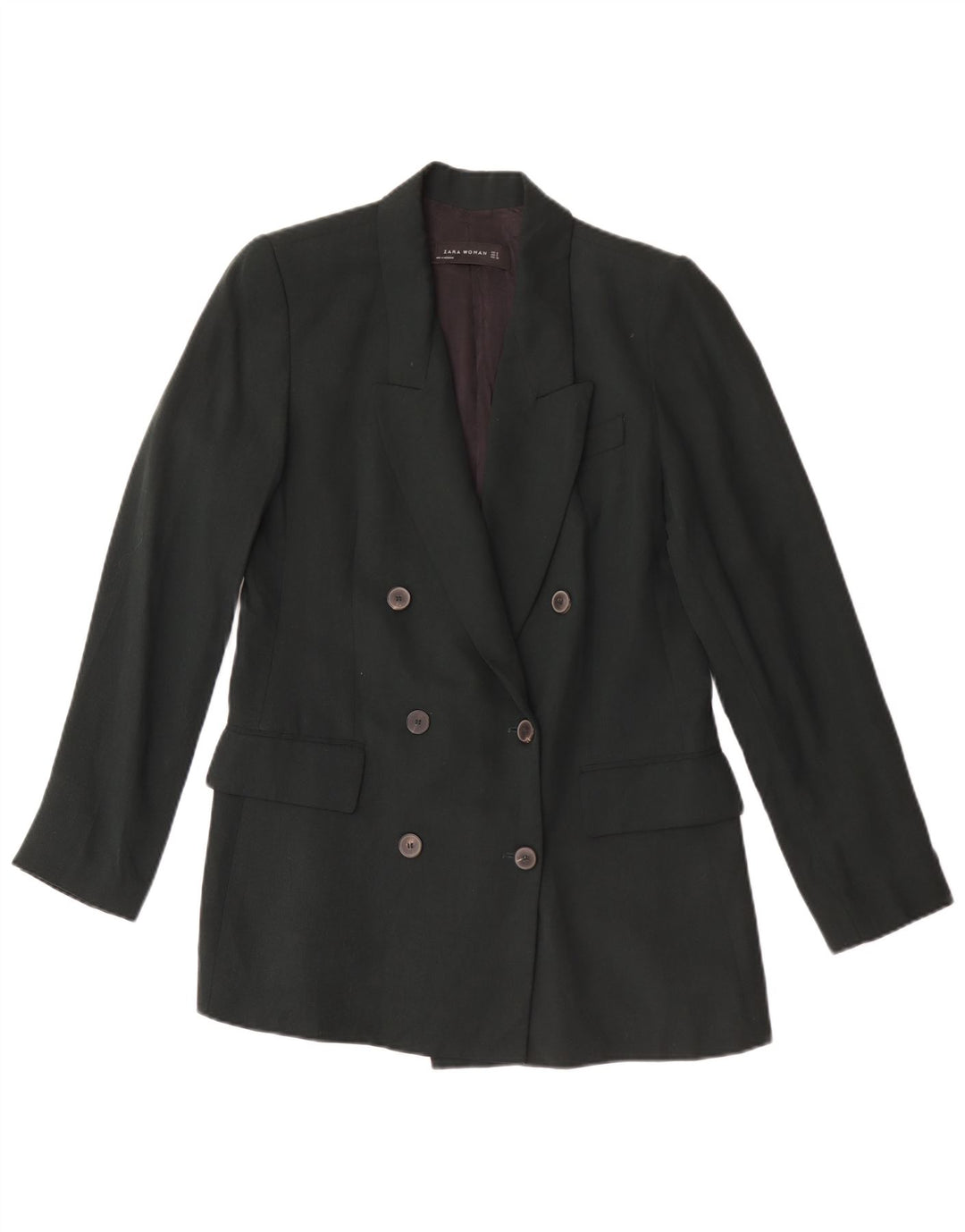 Jachetă Blazer pentru femei Zara, cu două piepturi, UK 10, lyocell verde mic
