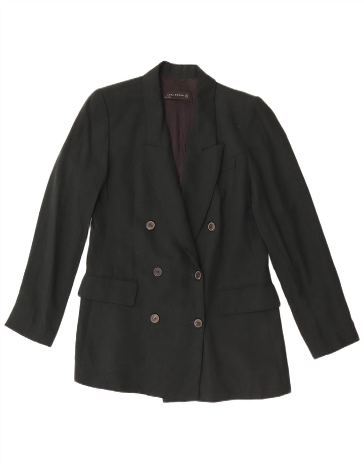 Jachetă Blazer pentru femei Zara, cu două piepturi, UK 10, lyocell verde mic