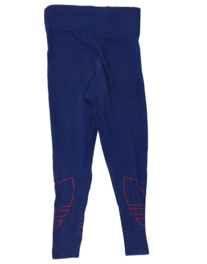 Leggings grafic Adidas pentru femei UK 14, bumbac albastru mediu