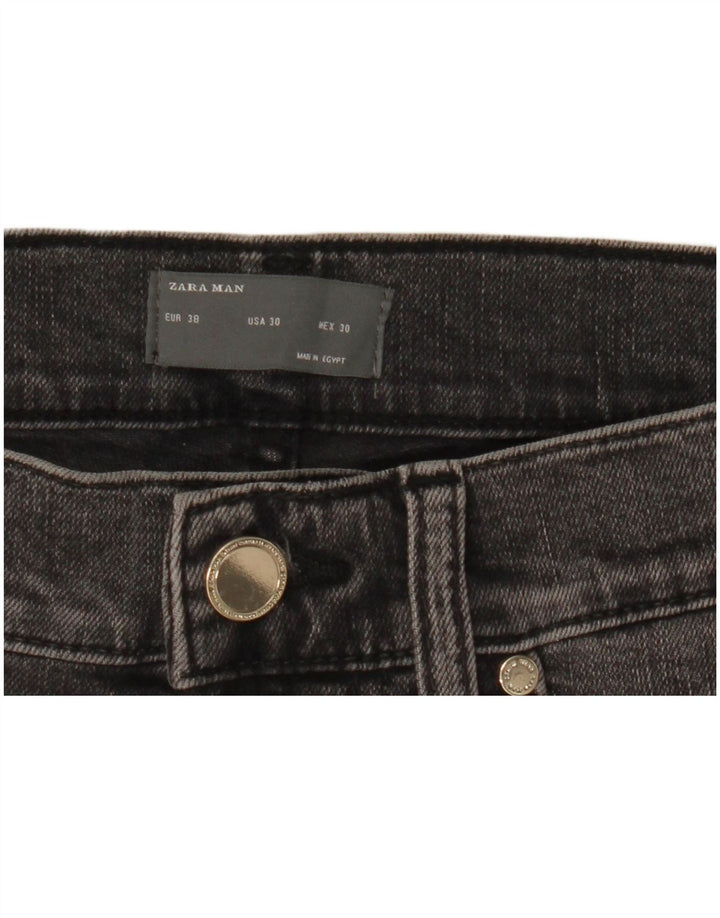 Blugi Drepți Bărbați ZARA EU 38 Mici W30 L29 Negri