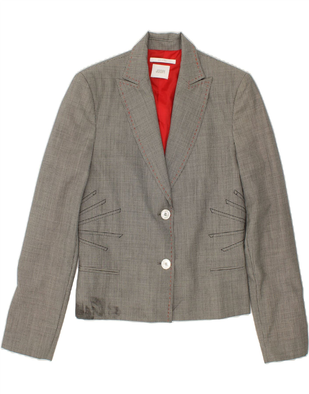 JOOP Womens 2 Button Blazer Jacket UK 12 Medium Grey Check Vintage Joop and Second-Hand Joop from Messina Hembry 
