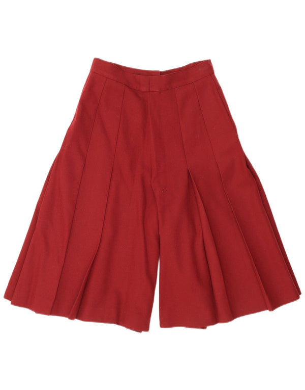 Vintage Womens High Waist Cullotes Shorts IT 40 Small W24 Burgundy Wool