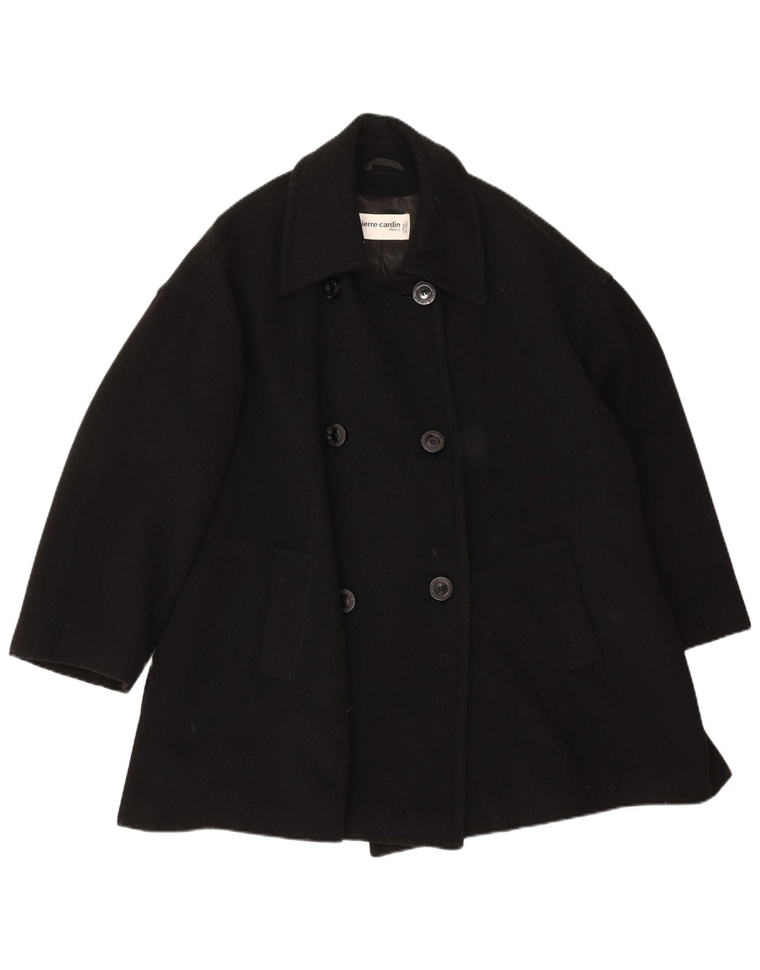 Palton dublu pentru femei Pierre Cardin UK 20 2XL Lână neagră