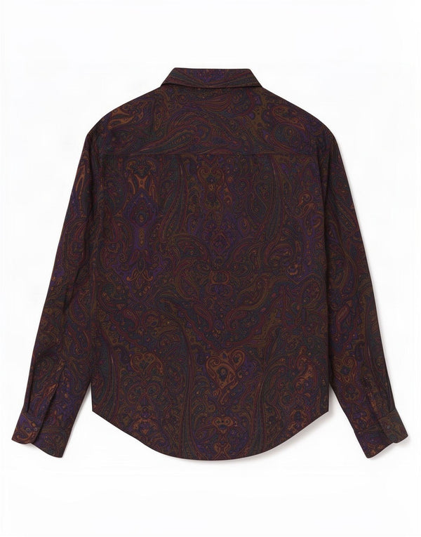 Bluză vintage pentru femei cu cămașă cu cravată în față UK 20 2XL verde Paisley