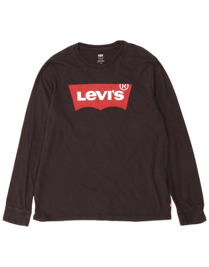 Tricou cu mânecă lungă, mare, negru, pentru bărbați Levi's, cu croială standard