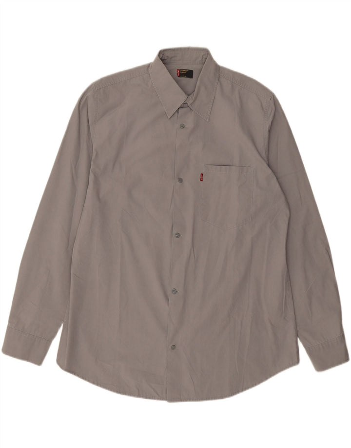 LEVI'S Mens Sta-Prest Shirt XL Grey Cotton Vintage Levi's and Second-Hand Levi's from Messina Hembry 