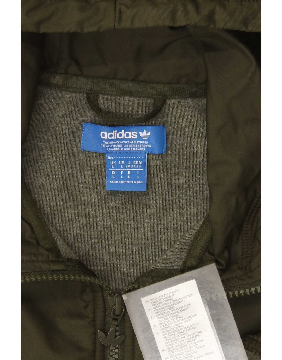 Pulover Adidas pentru bărbați, cu fermoar, poliester verde mare