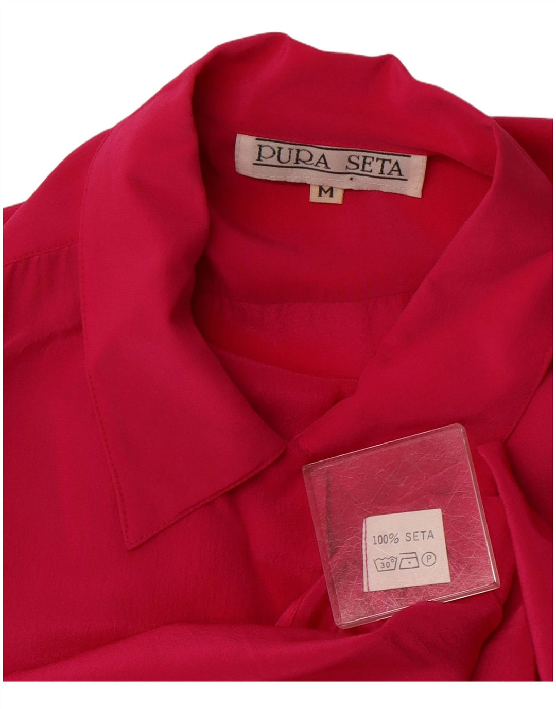 Bluză cămașă pentru femei VINTAGE UK 14 Medium Pink Mătase