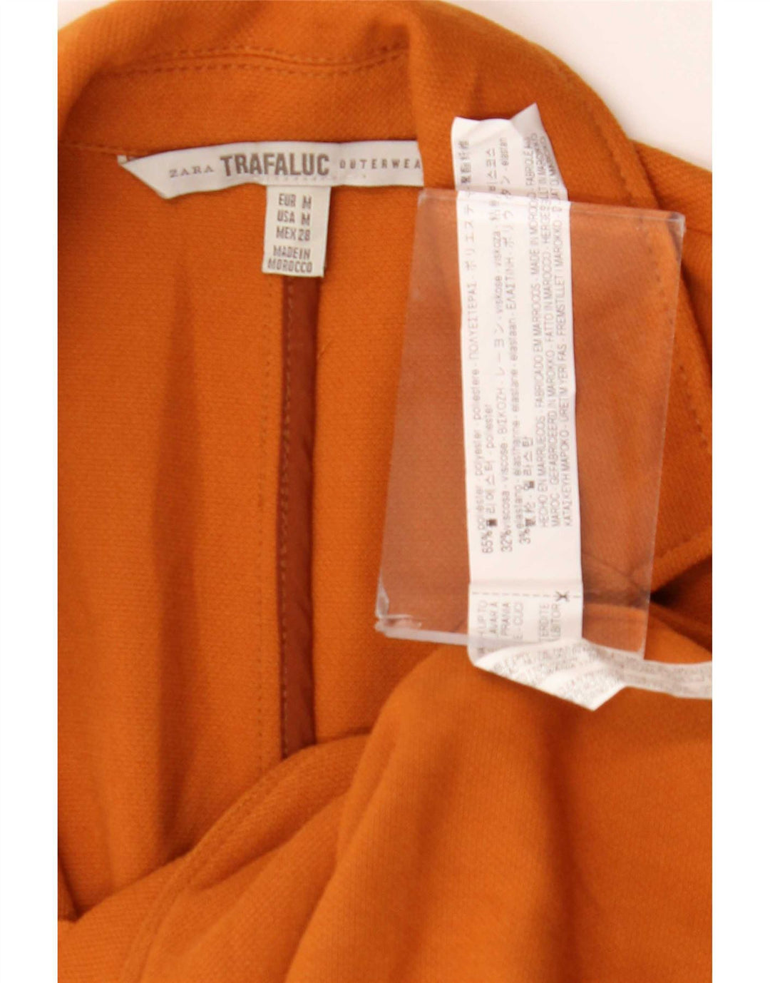 Gilet cu paragate Trafaluc pentru femei Zara UK 12 Poliester portocaliu mediu