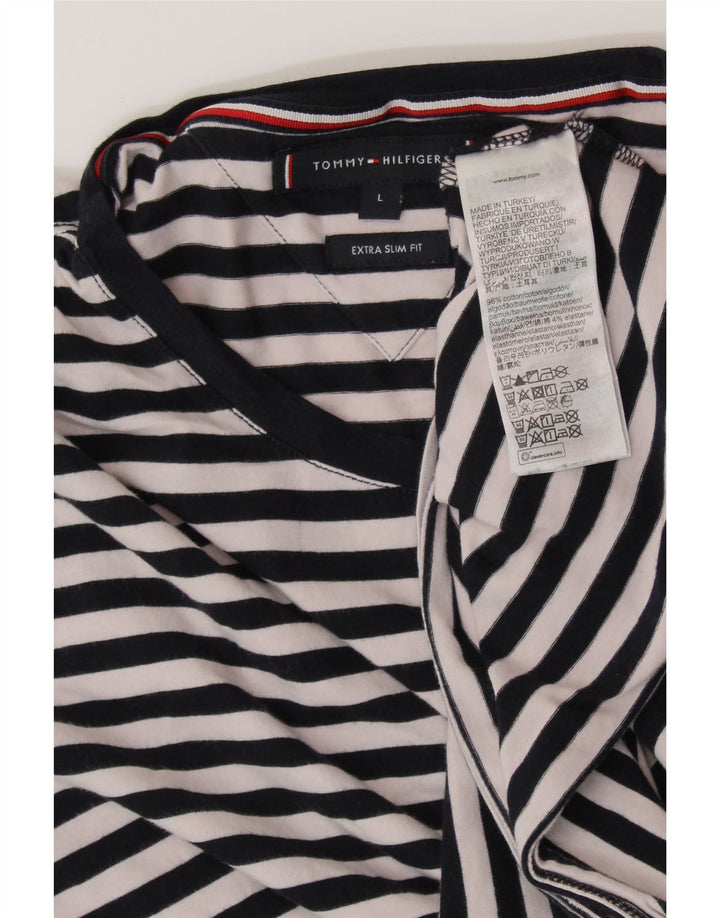 TOMMY HILFIGER Tricou Bărbați Extra Subțire Top Mare din Bumbac cu dungi Bleumarin