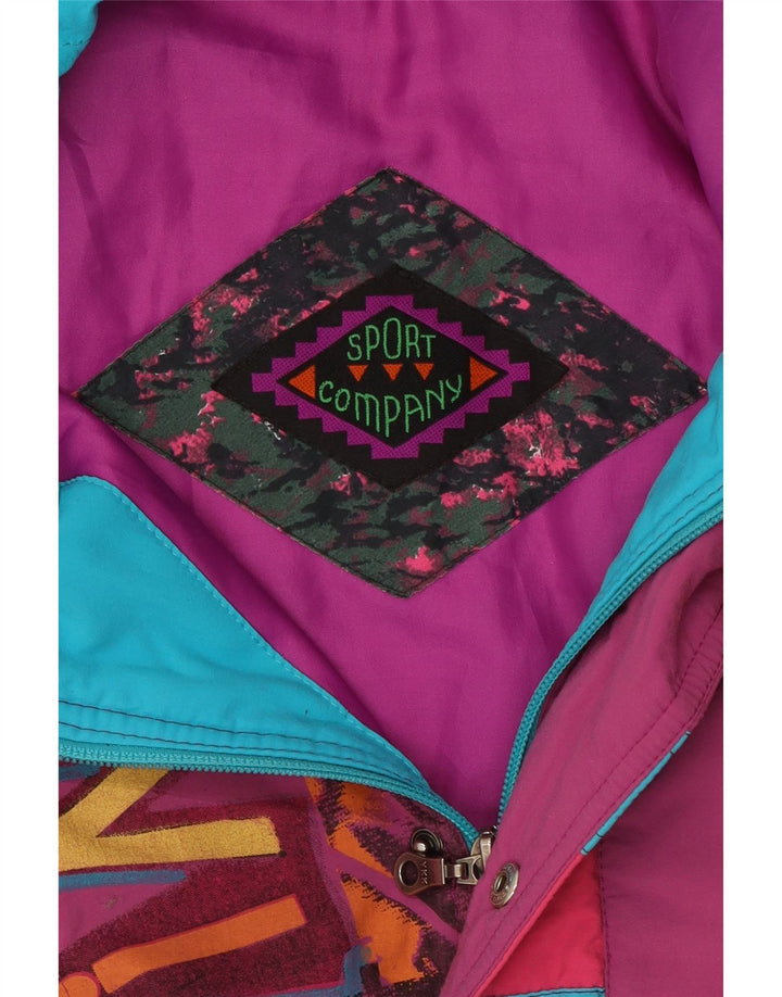 Jachetă de schi cu pulover grafic vintage pentru bărbați UK 44 2XL Violet Colorblock