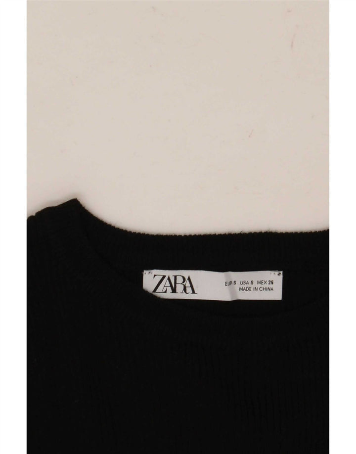 Crop Top pentru femei Zara cu mânecă lungă UK 8 Mic Negru