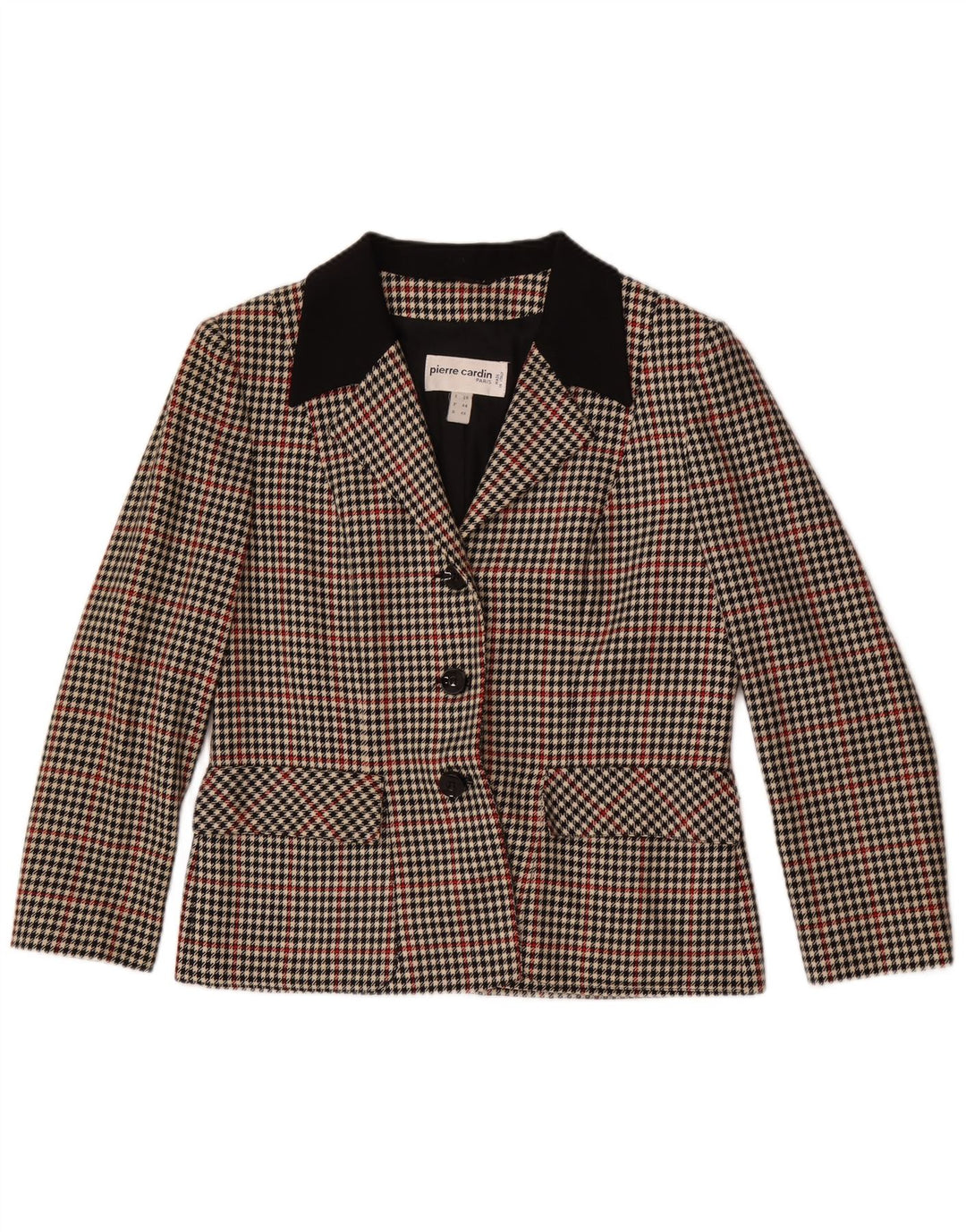 Jachetă blazer pentru femei Pierre Cardin cu 3 nasturi IT 48 XL Lână cu carouri maro