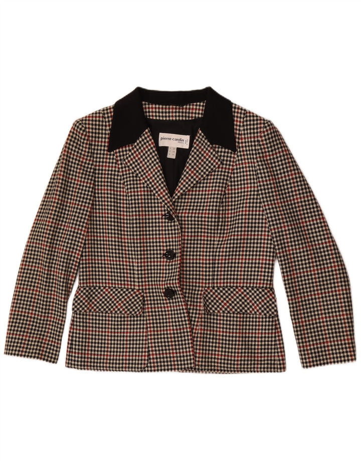 Jachetă blazer pentru femei Pierre Cardin cu 3 nasturi IT 48 XL Lână cu carouri maro