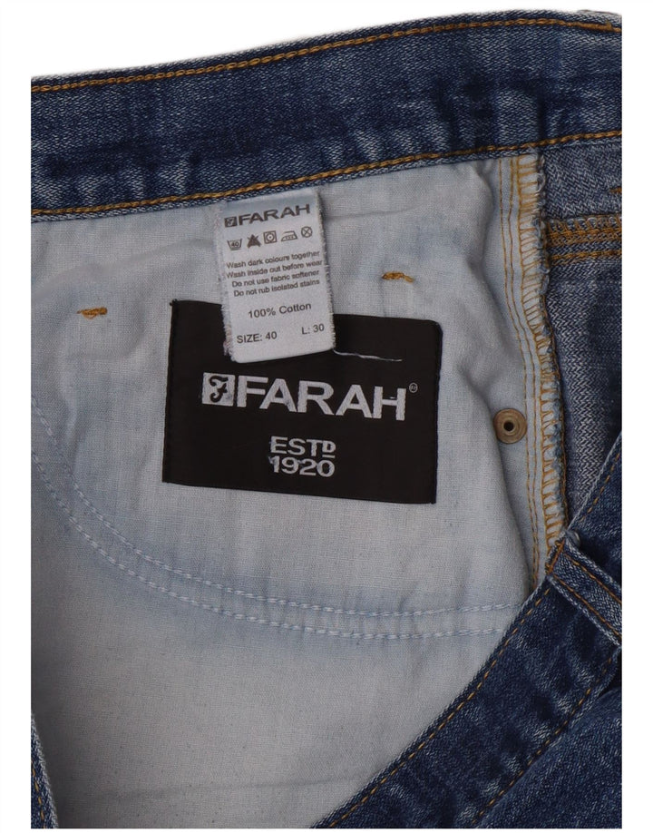 Blugi Bărbați Drepți FARAH L40 L30 Bumbac Albastru