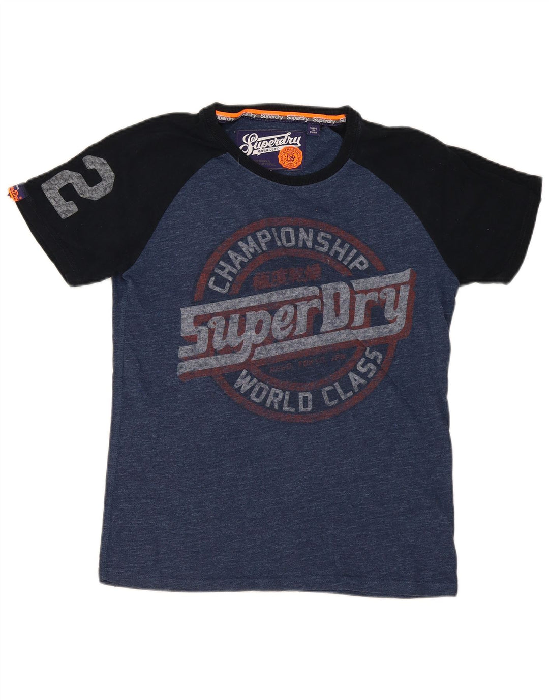 Tricou grafic pentru bărbați Superdry Top Medium Blue Colorblock Bumbac