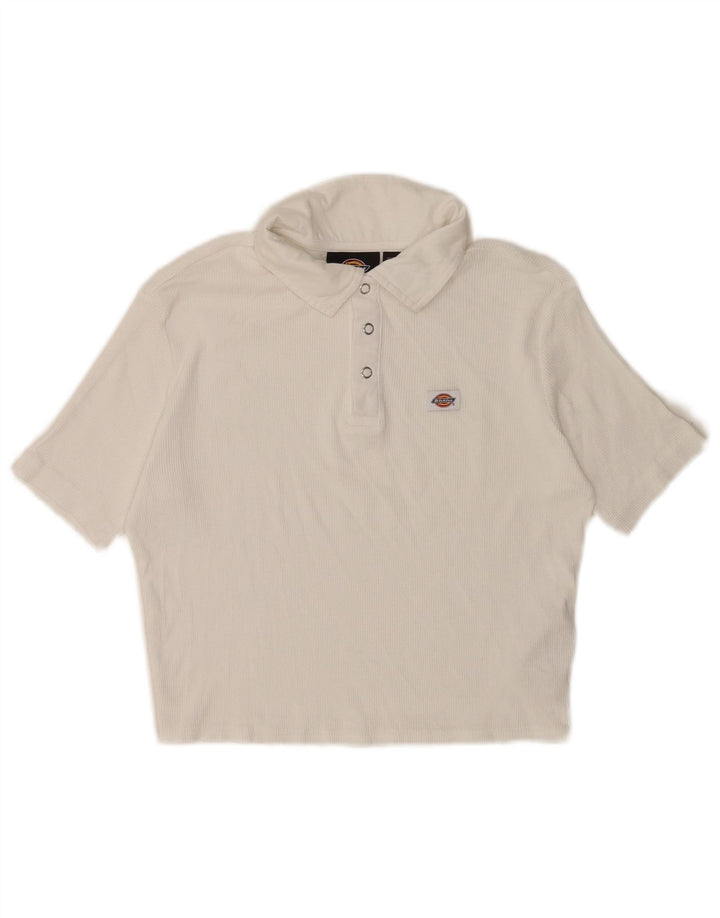 Tricou polo crop DICKIES pentru femei UK 12, bumbac alb mediu