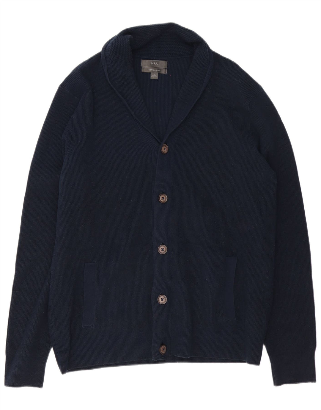 MARKS & SPENCER Pulover cardigan pentru bărbați, mare, bleumarin, bumbac