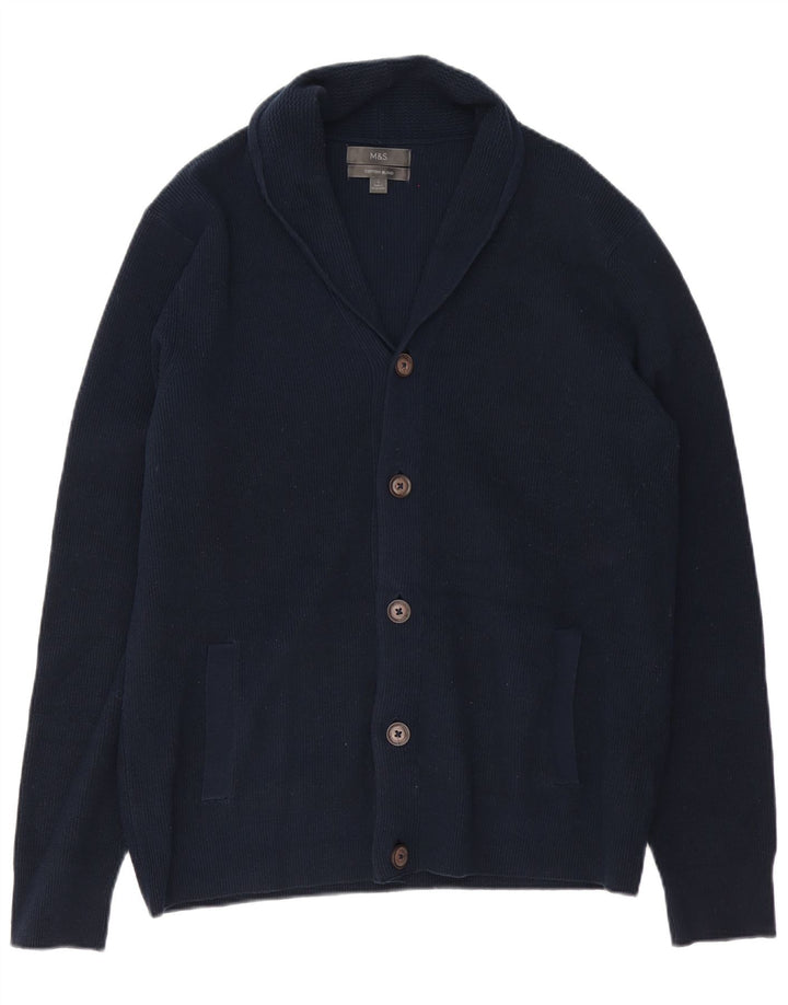 MARKS & SPENCER Pulover cardigan pentru bărbați, mare, bleumarin, bumbac