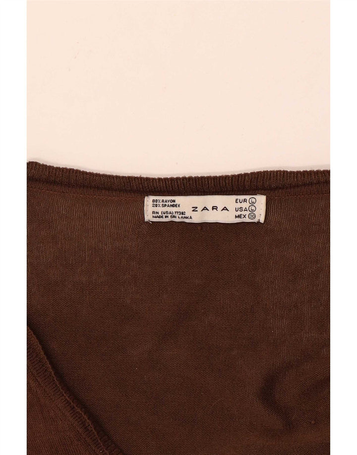 Pulover cardigan pentru femei Zara UK 16 mare, maro, raion