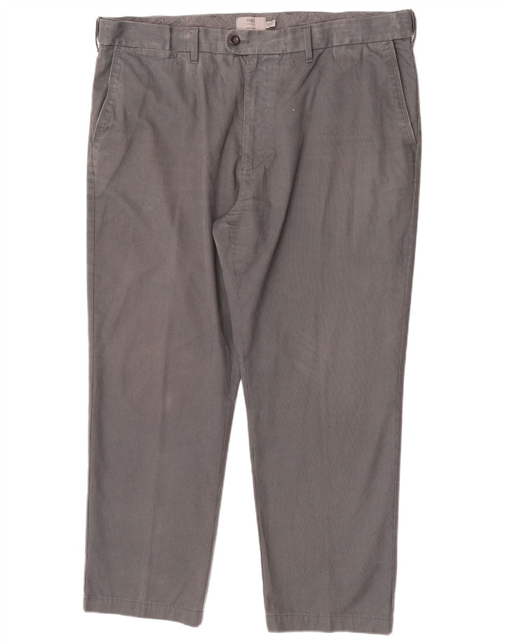 Pantaloni de costum pentru bărbați Marks & Spencer, cu tăiere obișnuită, L42 L29, gri cu dungi