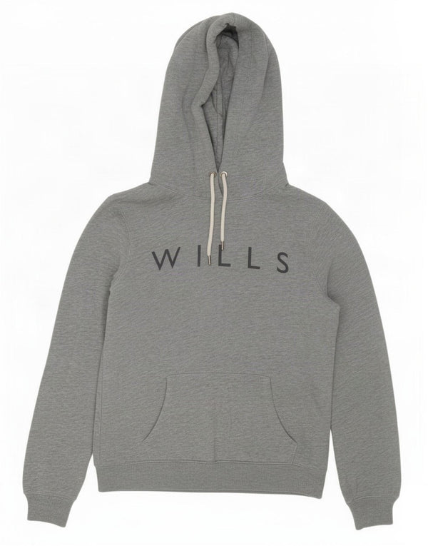 Jack Wills Pulover supradimensionat cu glugă cu grafic pentru femei UK 10 Bumbac gri mic