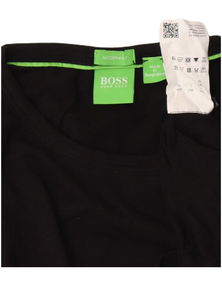 Tricou grafic HUGO BOSS pentru bărbați, cu croiala modernă, mare, negru