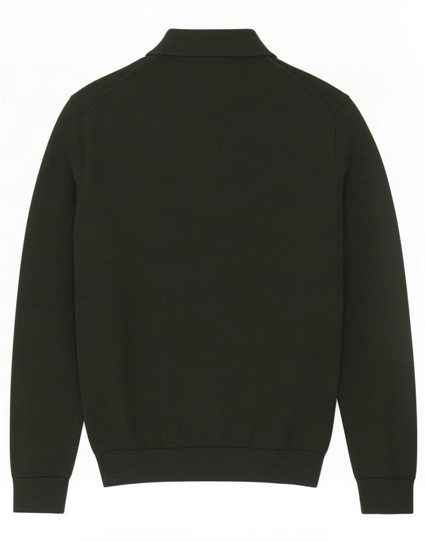 Pulover pentru bărbați Zara, cu gât polo, verde mediu acrilic