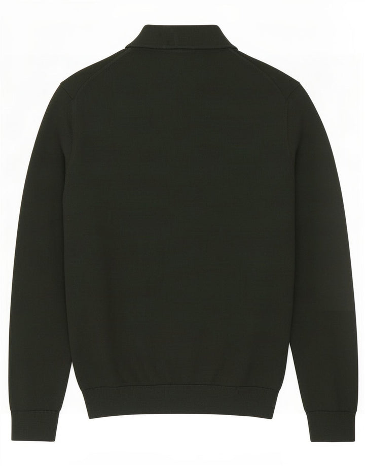 Pulover pentru bărbați Zara, cu gât polo, verde mediu acrilic