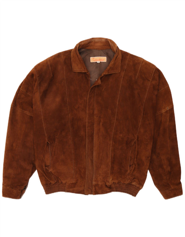 Jachetă Bomber din piele intoarsa pentru barbati vintage UK 44 2XL piele maro