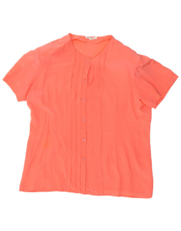 Bluză cămașă cu mânecă scurtă pentru femei vintage UK 16, mătase mare, roz