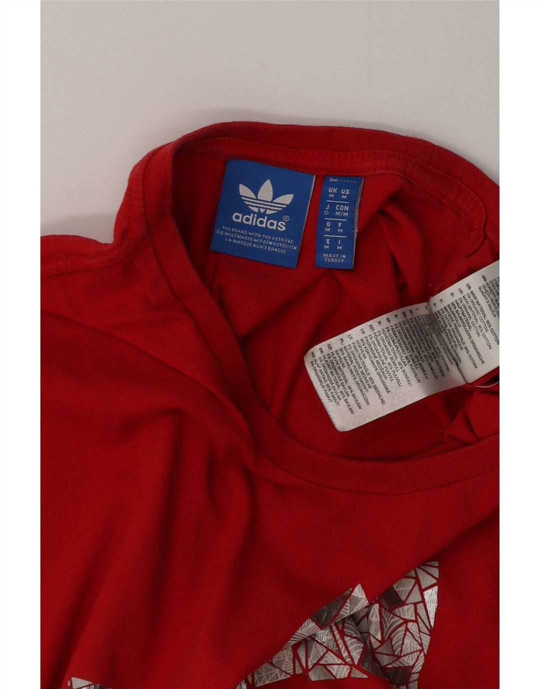 Tricou grafic pentru bărbați Adidas Top, bumbac roșu mediu