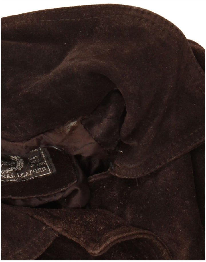Pardesiu supradimensionat din piele intoarsa pentru femei Vintage UK 20 2XL maro