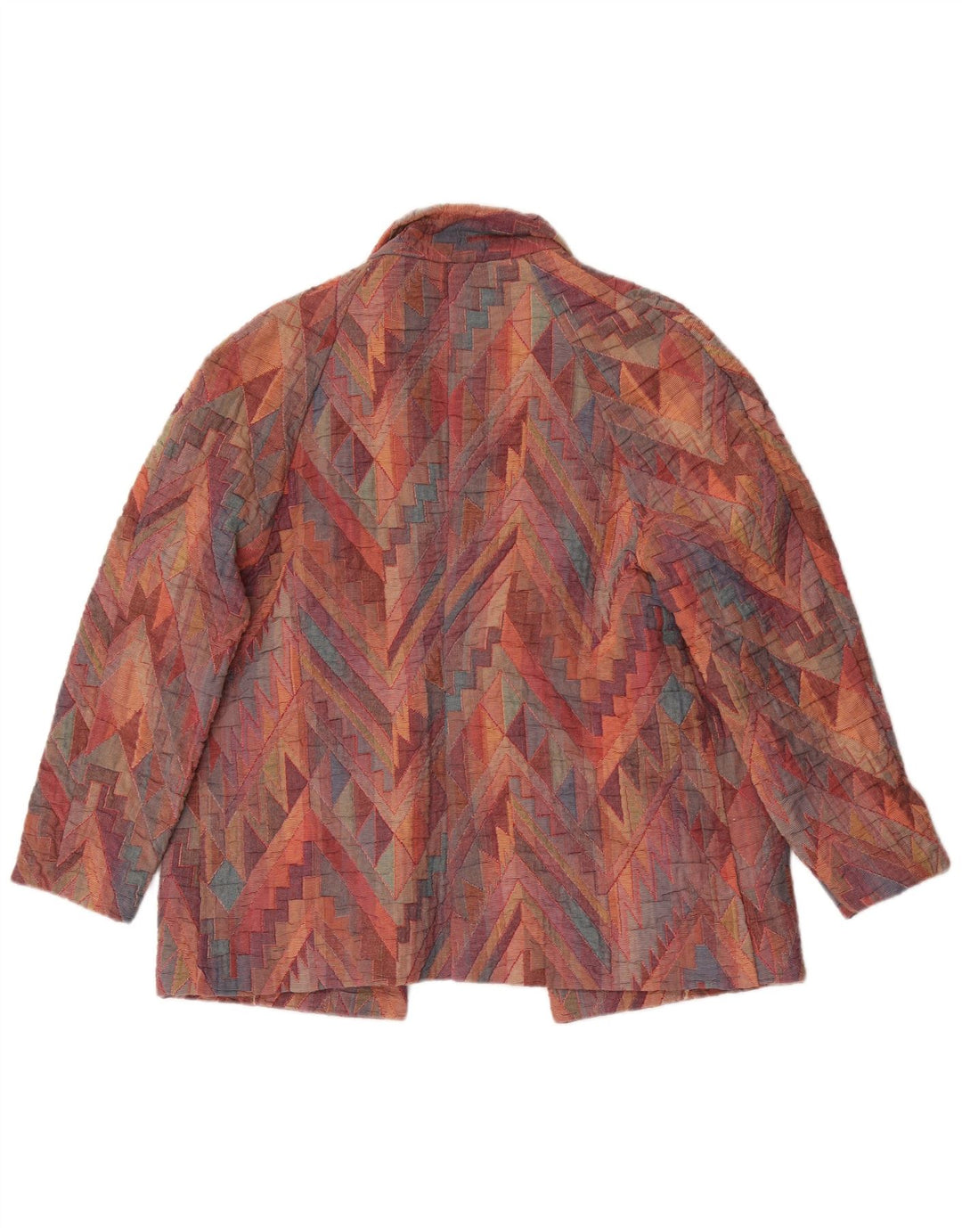Jachetă Vintage pentru femei deschisă, UK 12, medie, multicoloră, geometrică