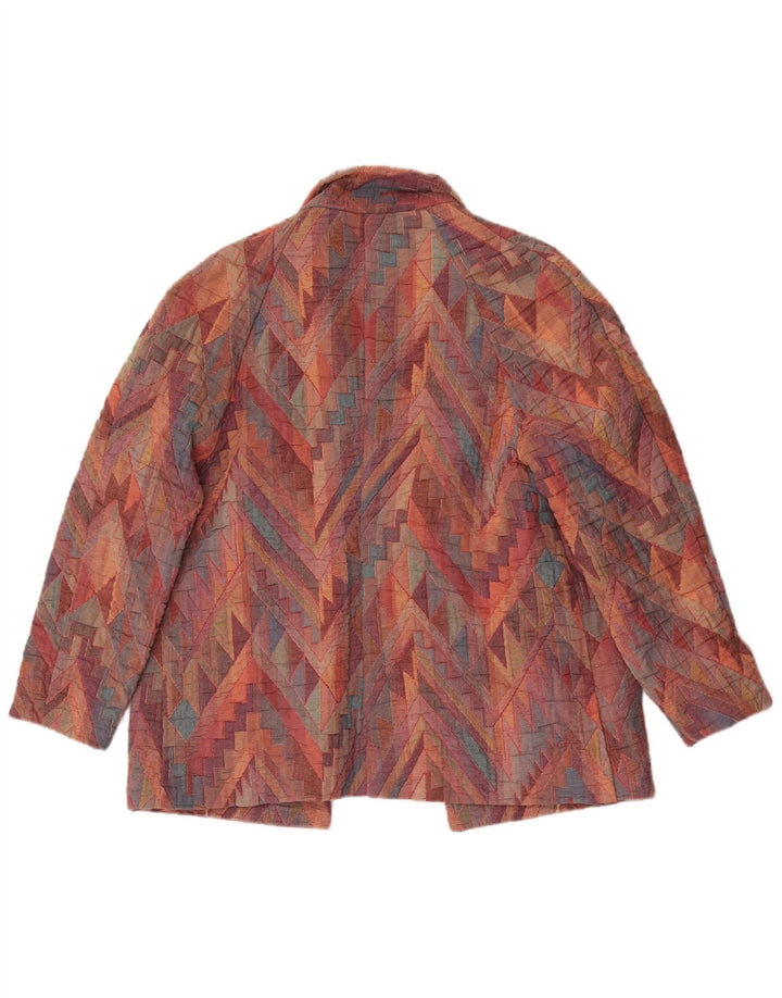 Jachetă Vintage pentru femei deschisă, UK 12, medie, multicoloră, geometrică
