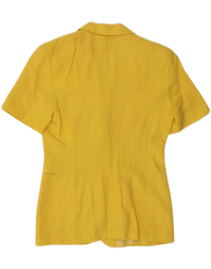 Jachetă pentru femei VINTAGE cu mâneci scurte cu 2 nasturi, UK 12, galben mediu