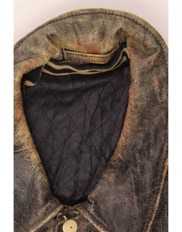 Jachetă de piele vintage pentru bărbați UK 42 XL maro