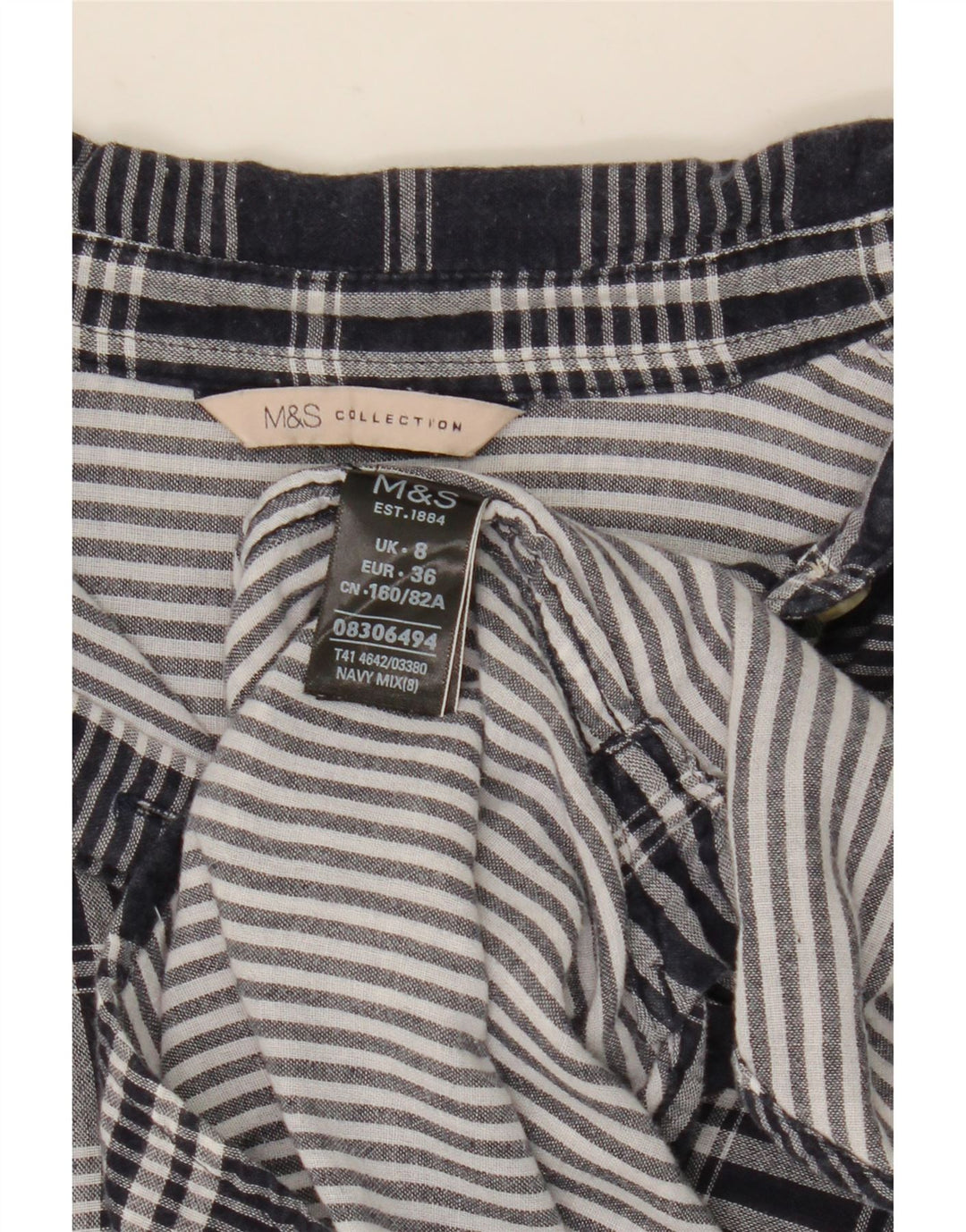 Cămașă supradimensionată pentru femei Marks & Spencer UK 8 mic din bumbac cu carouri bleumarin